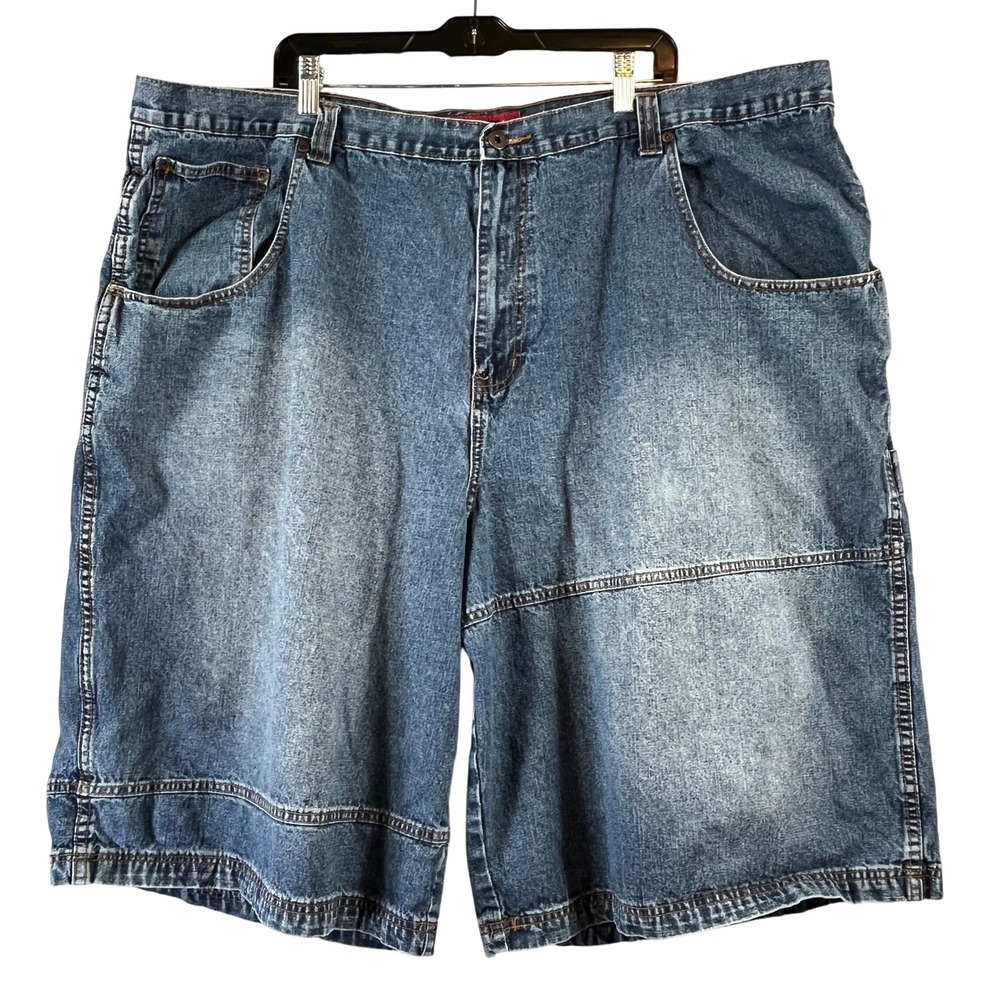 Brooklyn Xpress Denim Cargo Shorts Mens 48 Blue Baggy Hip Hop Y2K Carpenter